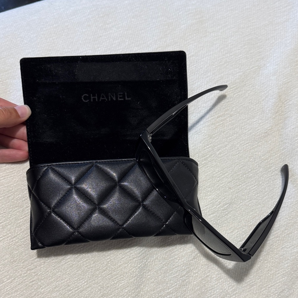 CHANEL Black Embossed Logo Long Wallet